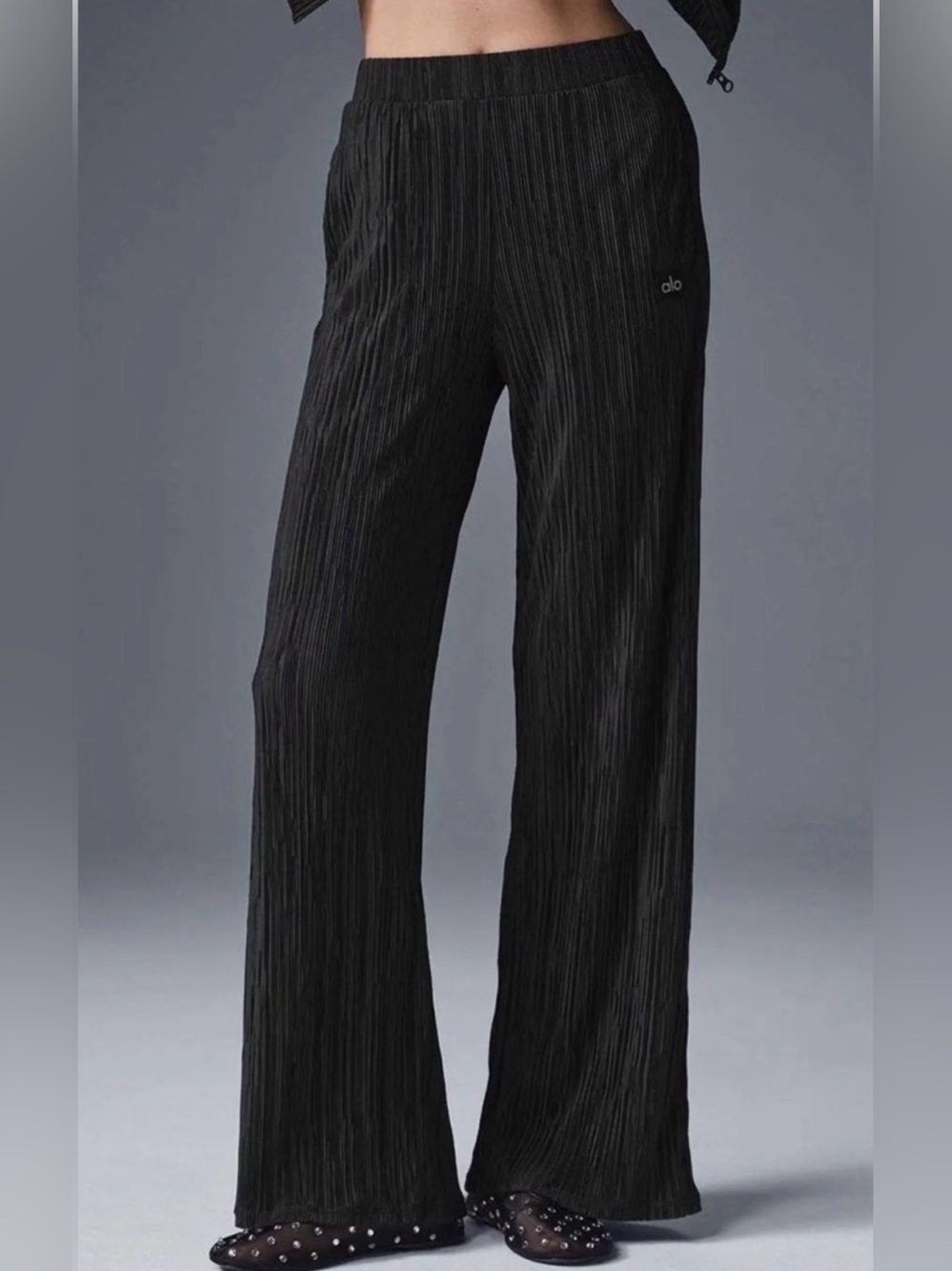 ALO Yoga High-Waist Micro Plisse Straight Leg Pants Size XS